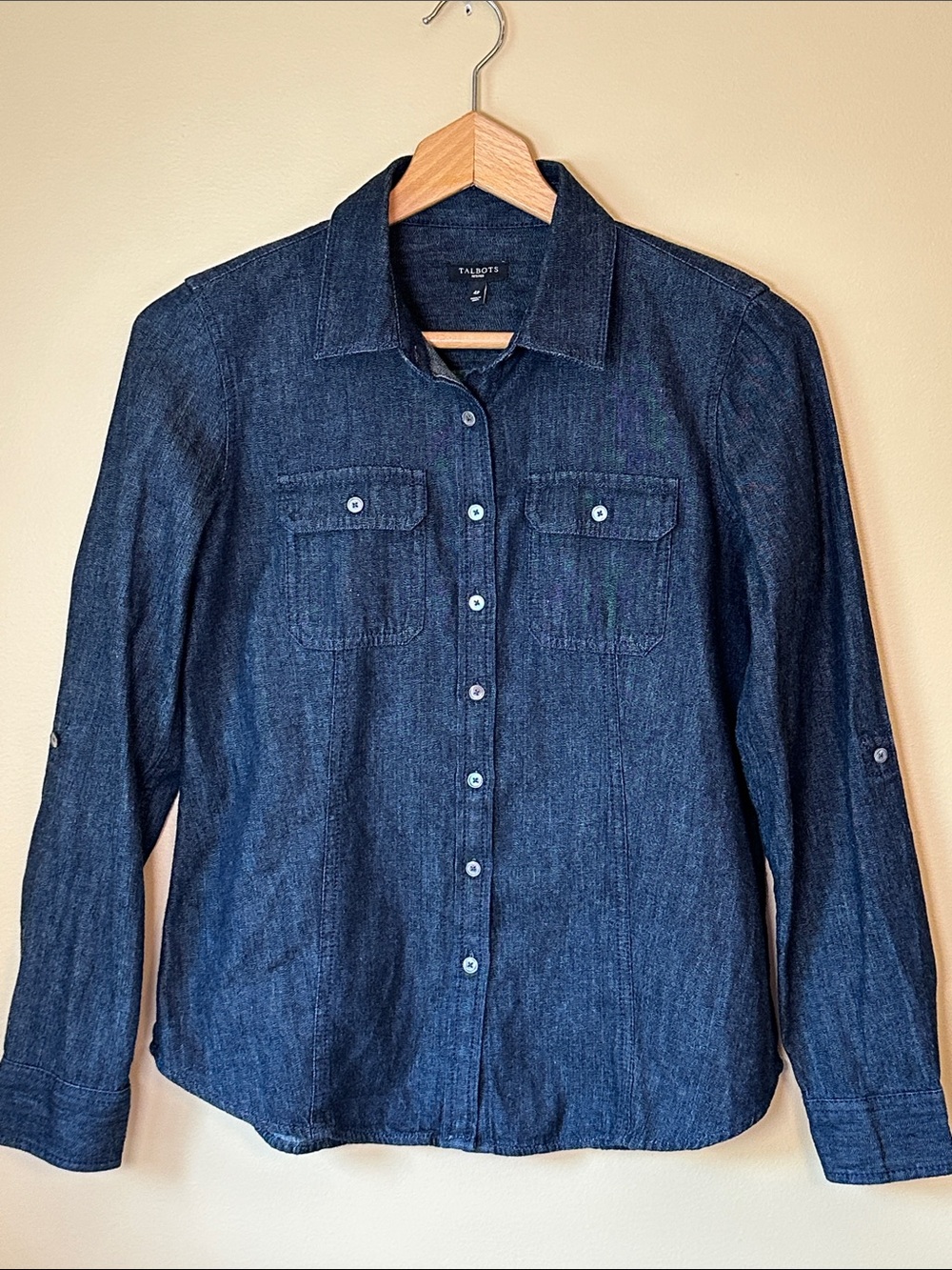 Talbots Indigo Denim Button-Down Shirt Size 4P